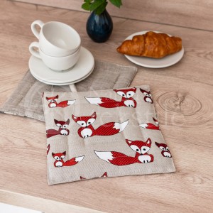 Printed half linen tray for hot pot "Foxes"